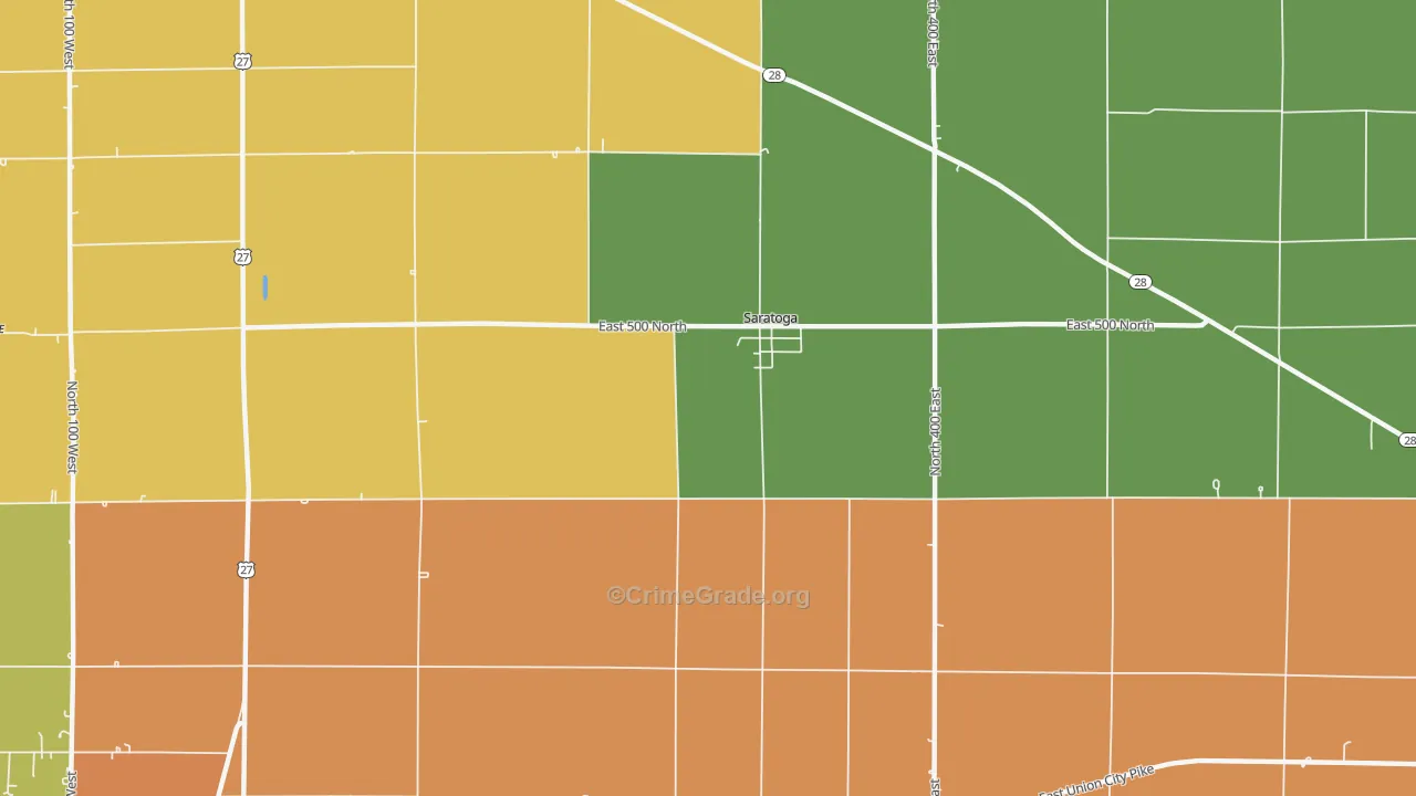 Saratoga, IN Map of Theft Rates