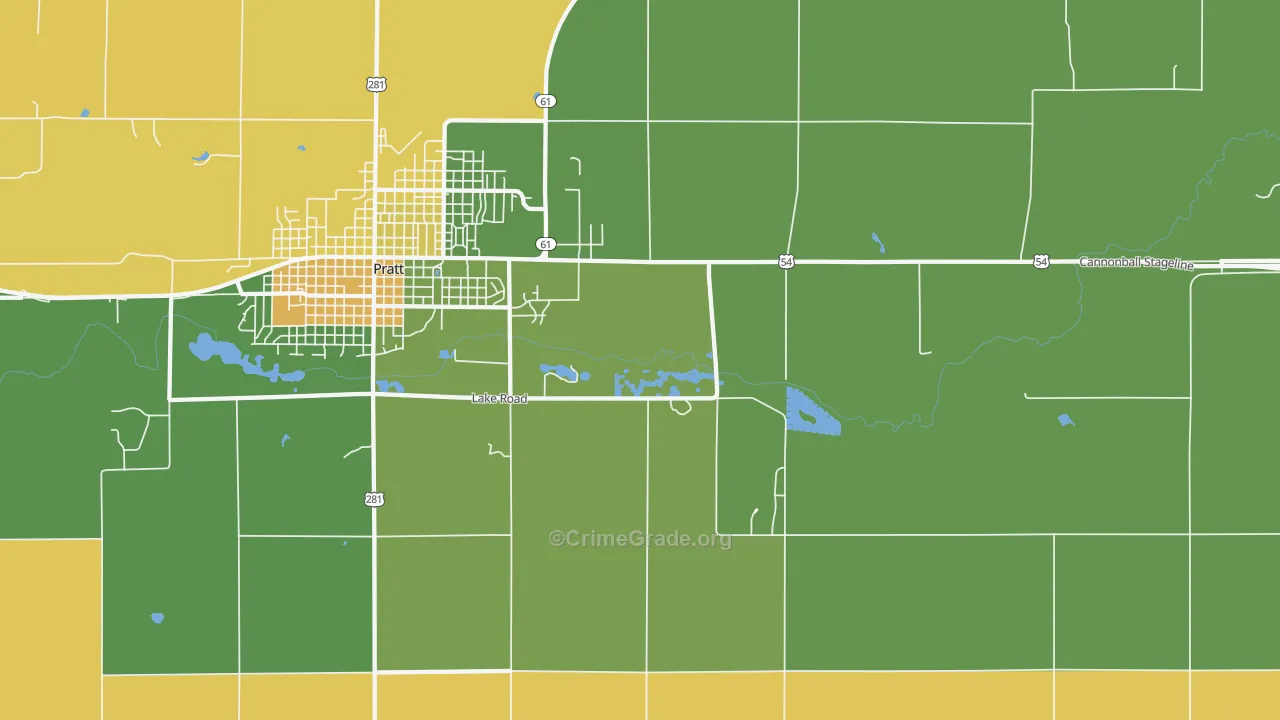 Saratoga, KS Map of Theft Rates