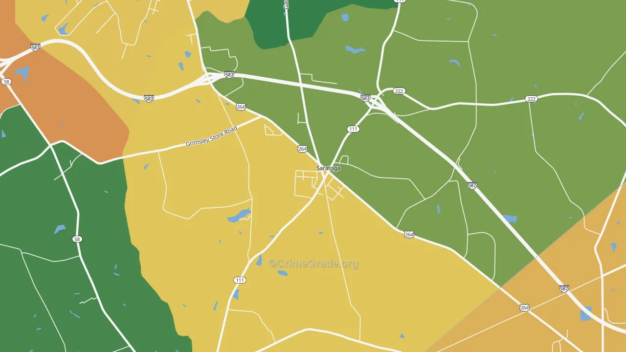 Saratoga, NC Map of Theft Rates