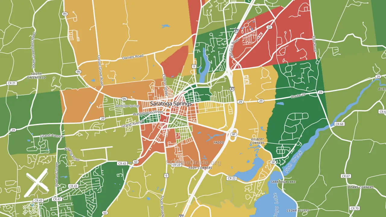Saratoga Springs, NY Map of Theft Rates