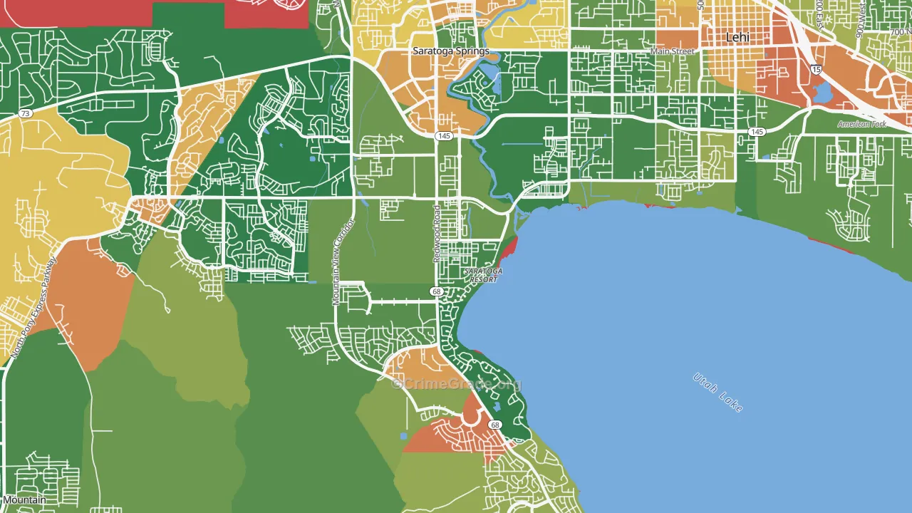 Saratoga Springs, UT Map of Theft Rates