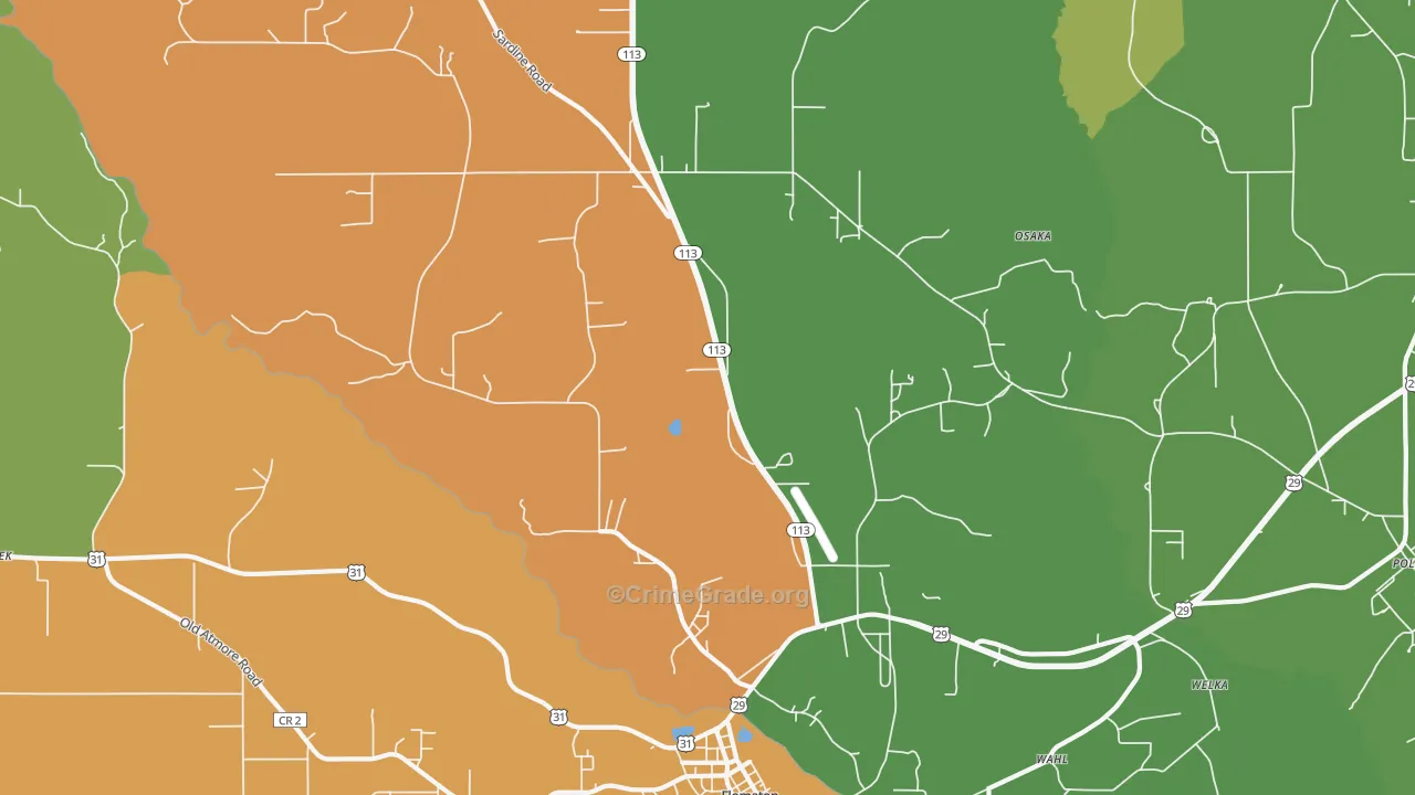 Sardine, AL Map of Theft Rates