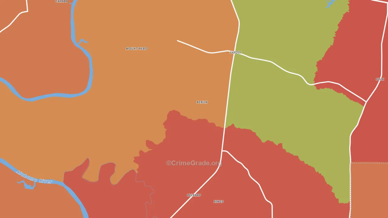 Sardis, AL Map of Theft Rates