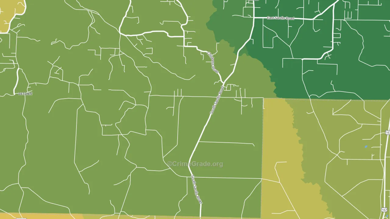 Sardis, AR Map of Theft Rates