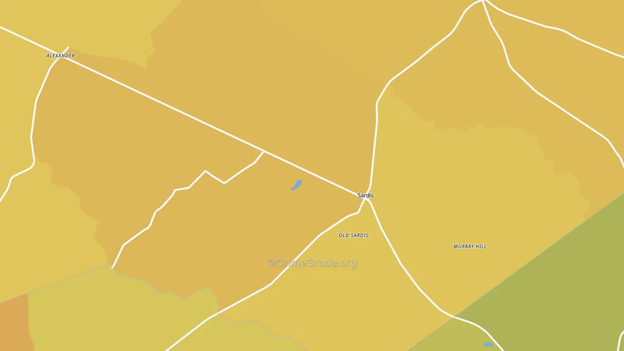 Sardis, GA Map of Theft Rates