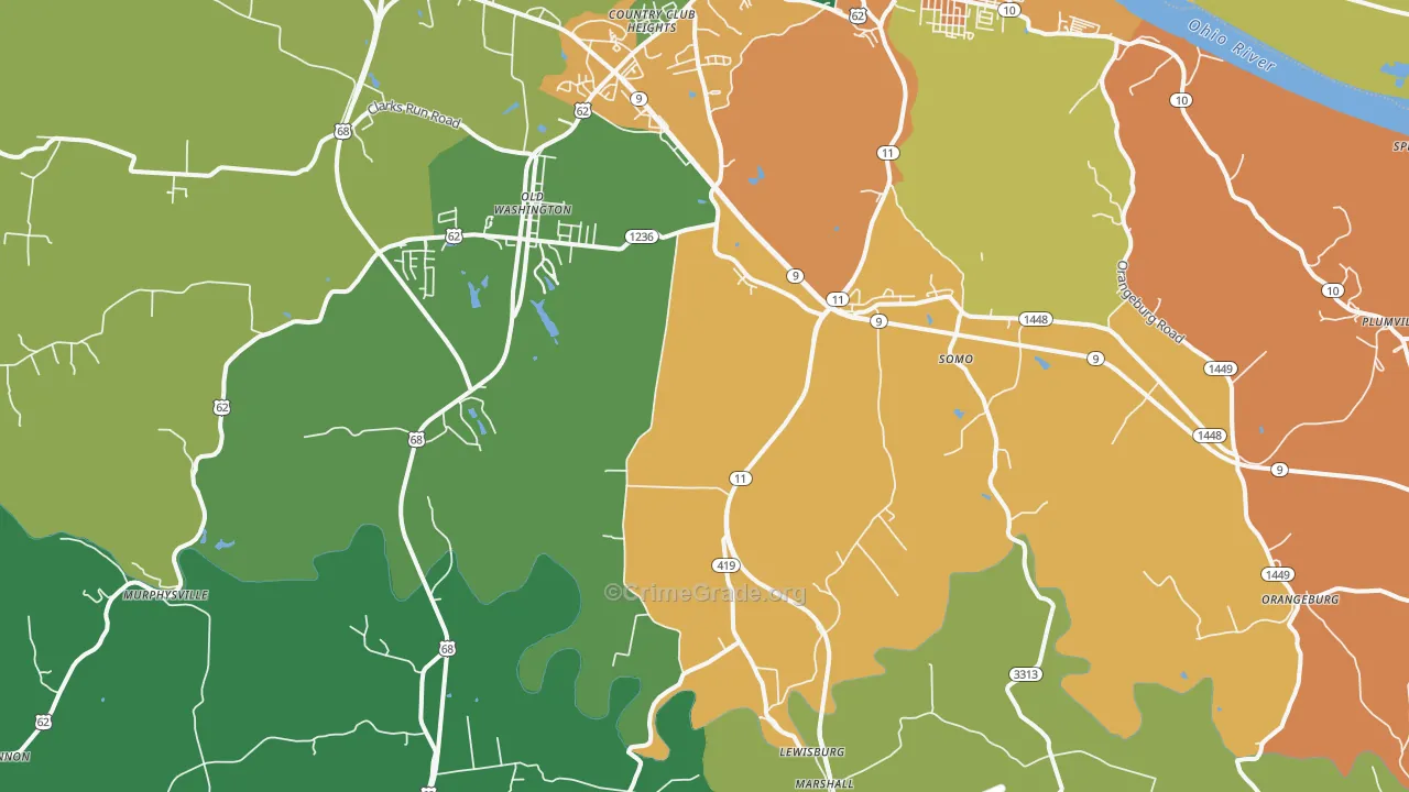 Sardis, KY Map of Theft Rates