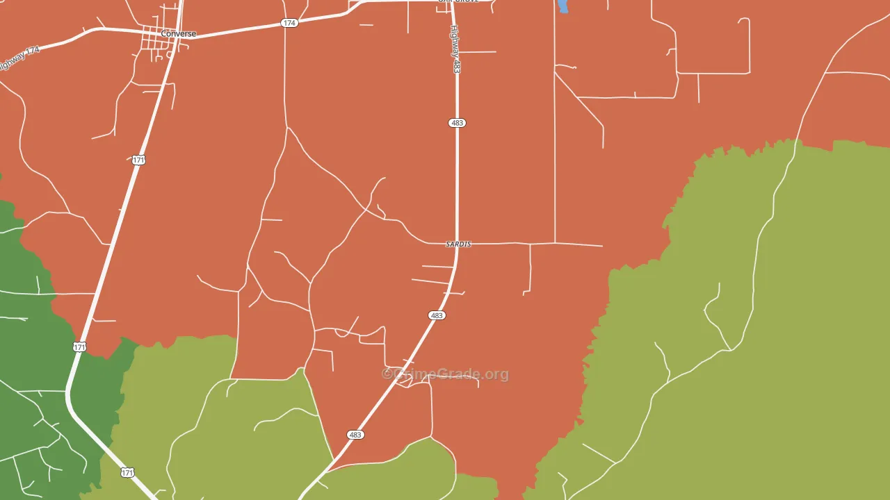 Sardis, LA Map of Theft Rates