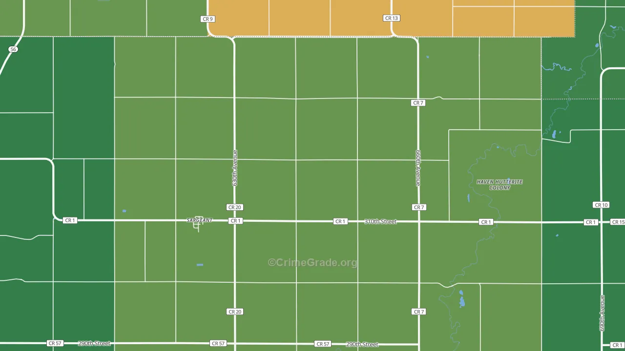 Sargeant, MN Map of Theft Rates