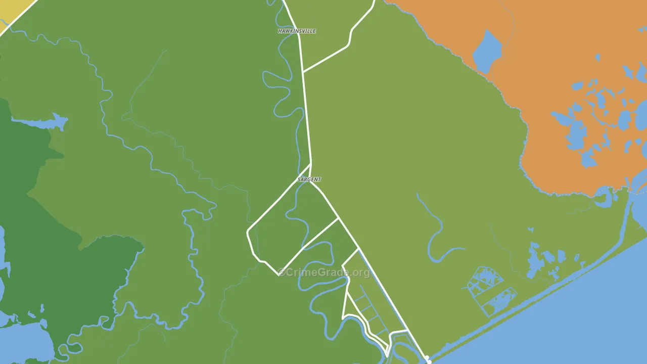 Sargent, TX Map of Theft Rates