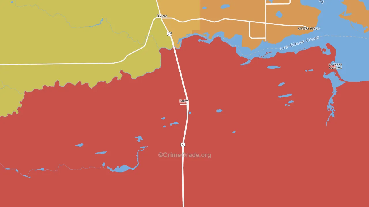 Sarita, TX Map of Theft Rates