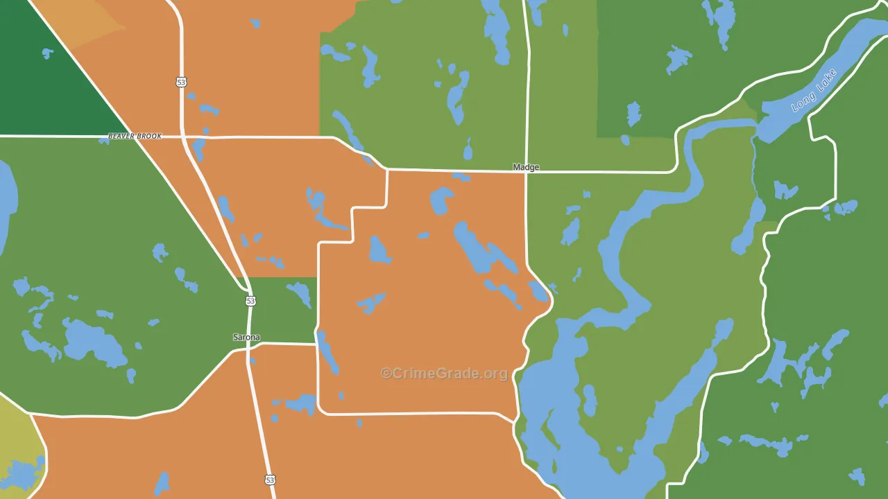 Sarona, WI Map of Theft Rates