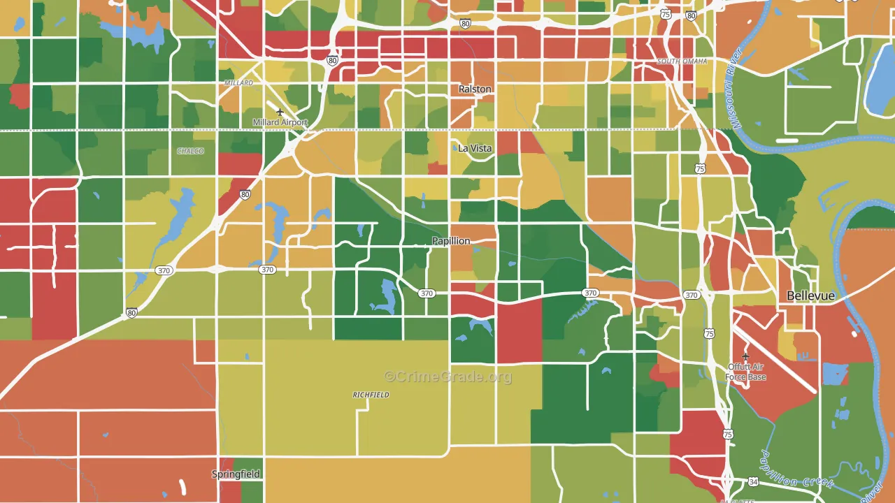 Sarpy County, NE Map of Theft Rates
