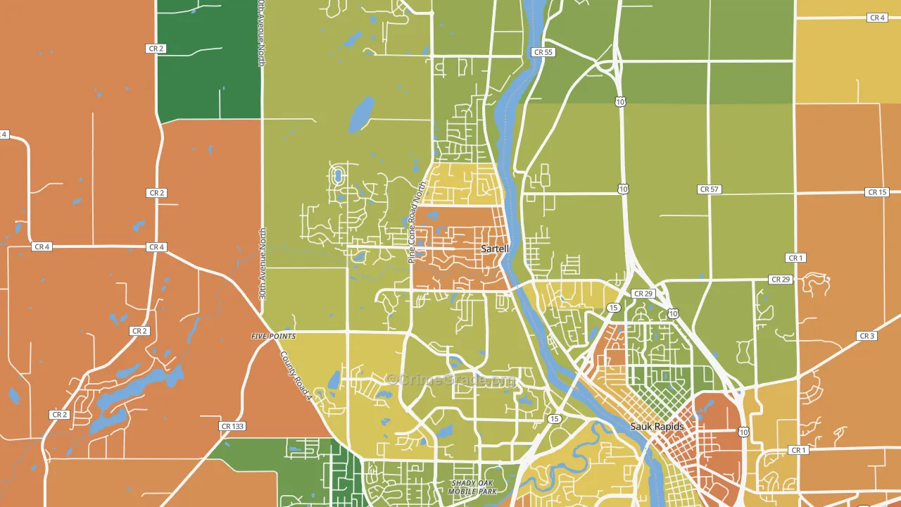 Sartell, MN Map of Theft Rates