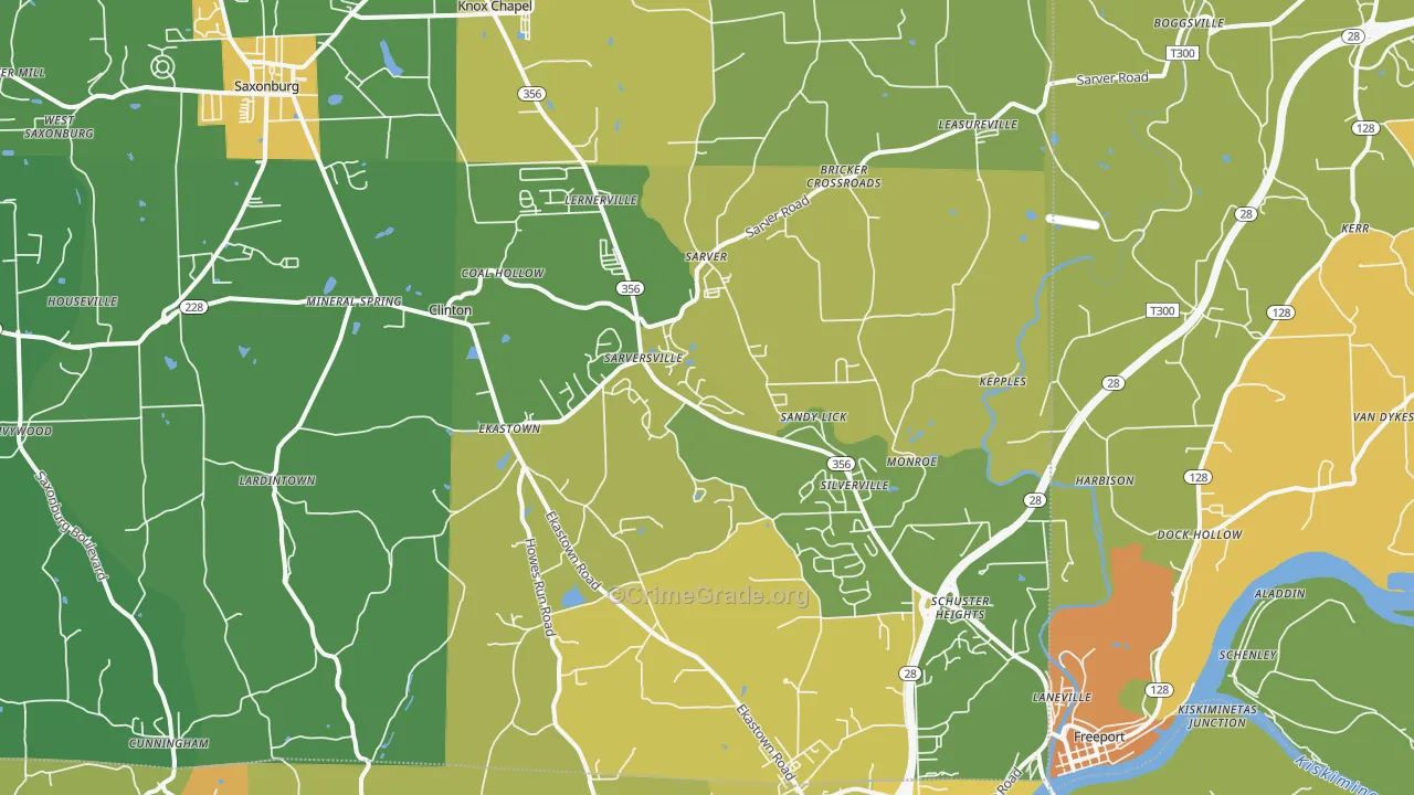 Sarver, PA Map of Theft Rates
