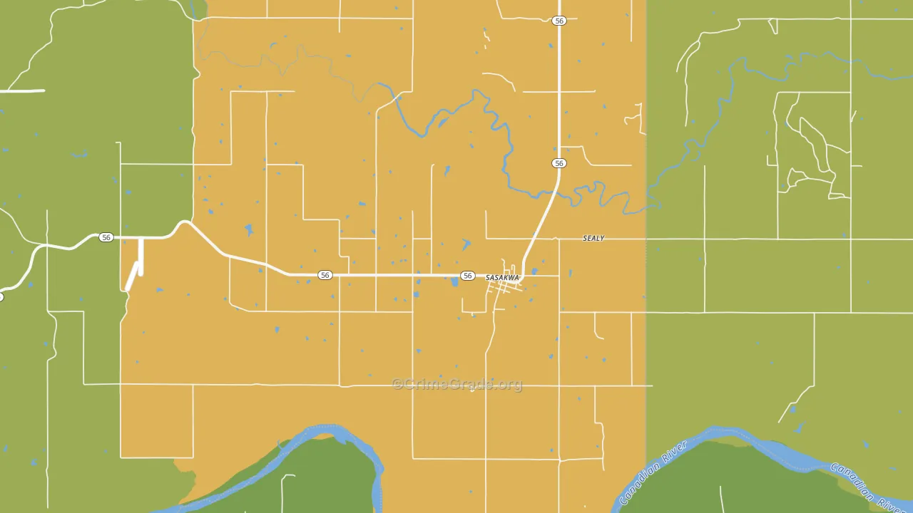 Sasakwa, OK Map of Theft Rates