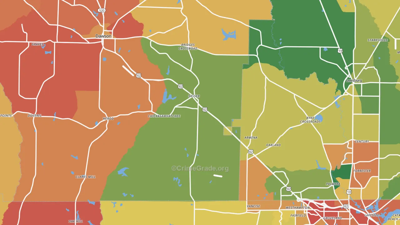 Sasser, GA Map of Theft Rates
