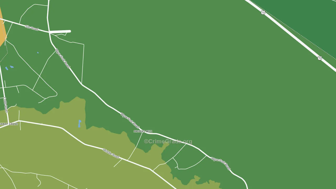 Sassers Mill, NC Map of Theft Rates