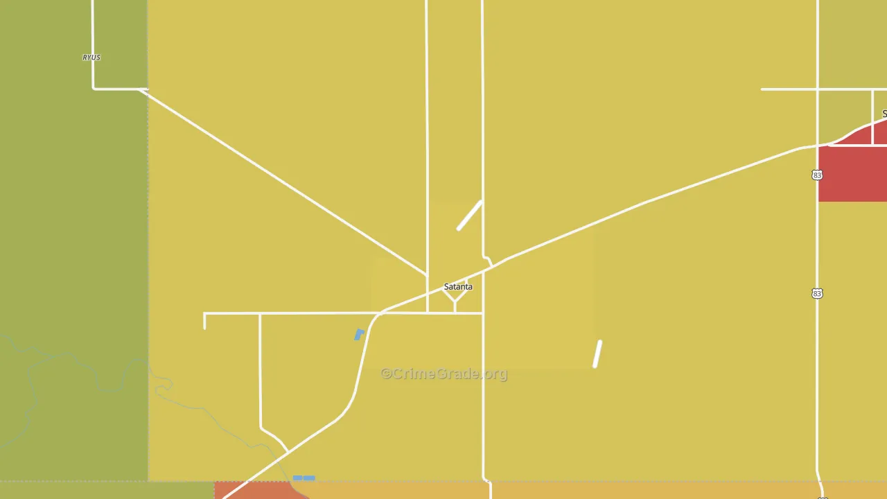 Satanta, KS Map of Theft Rates