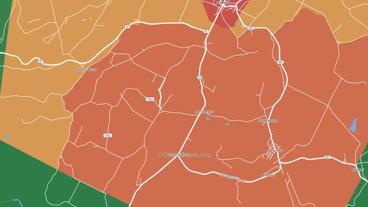 Satterfield, PA Map of Theft Rates