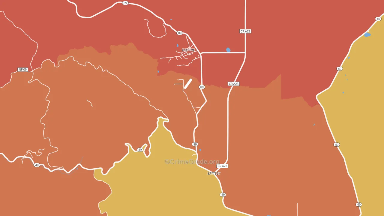 Sattley, CA Map of Theft Rates