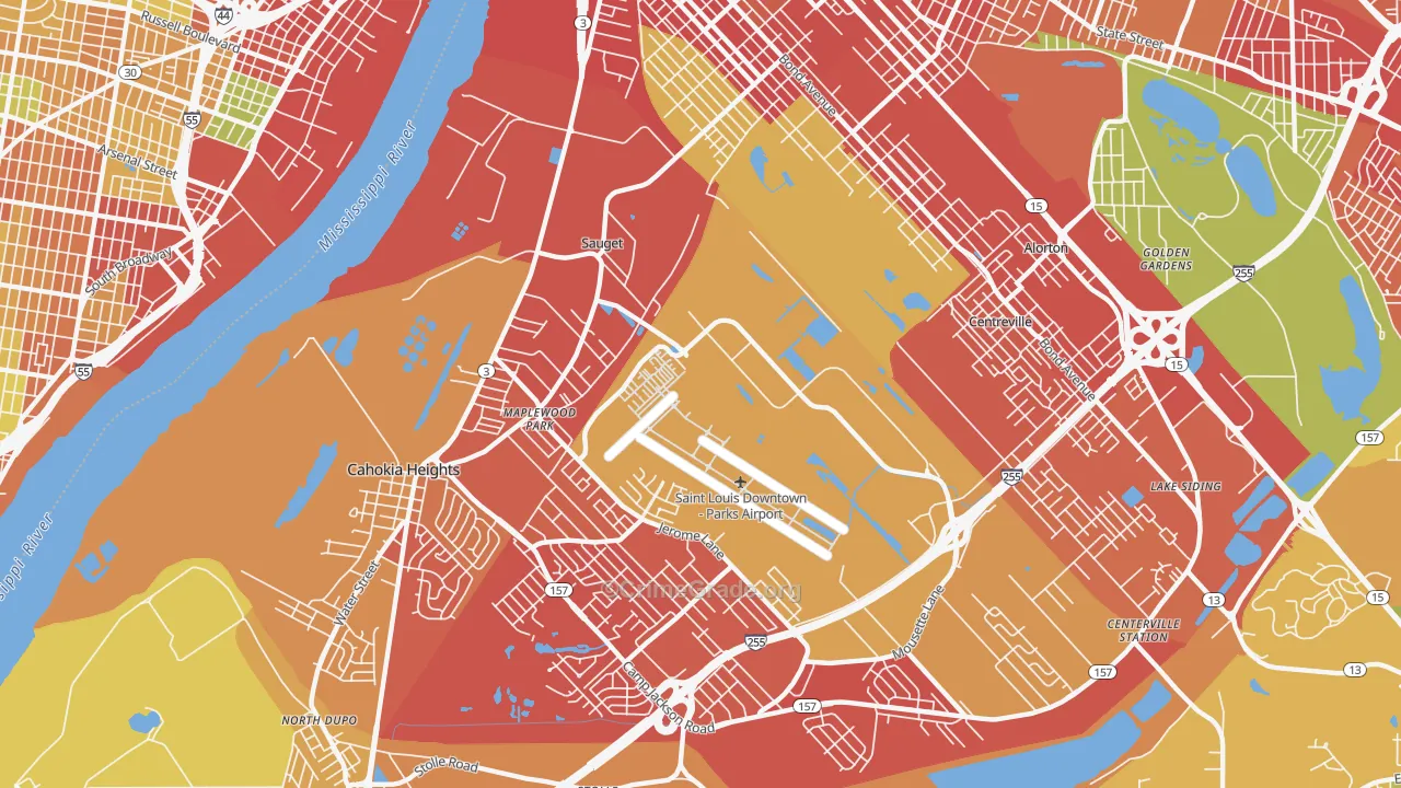 Sauget, IL Map of Theft Rates