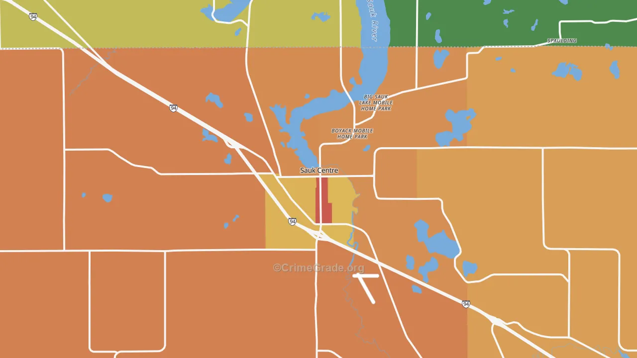 Sauk Centre, MN Map of Theft Rates