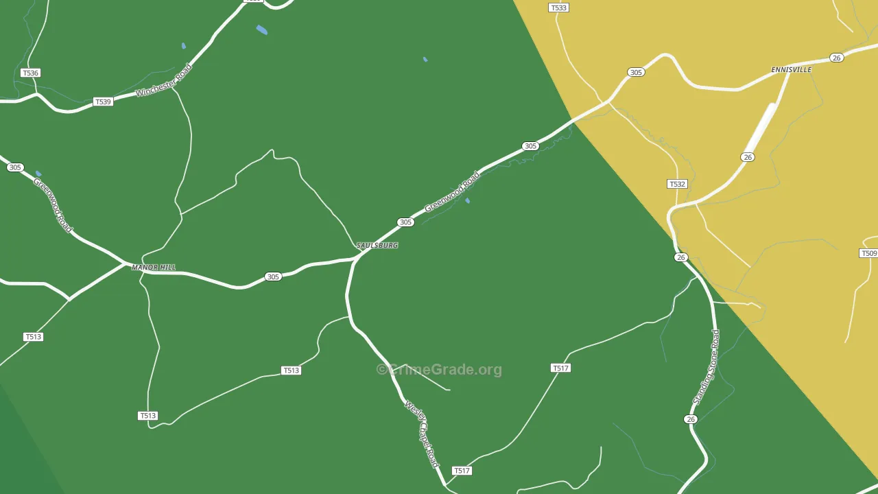 Saulsburg, PA Map of Theft Rates