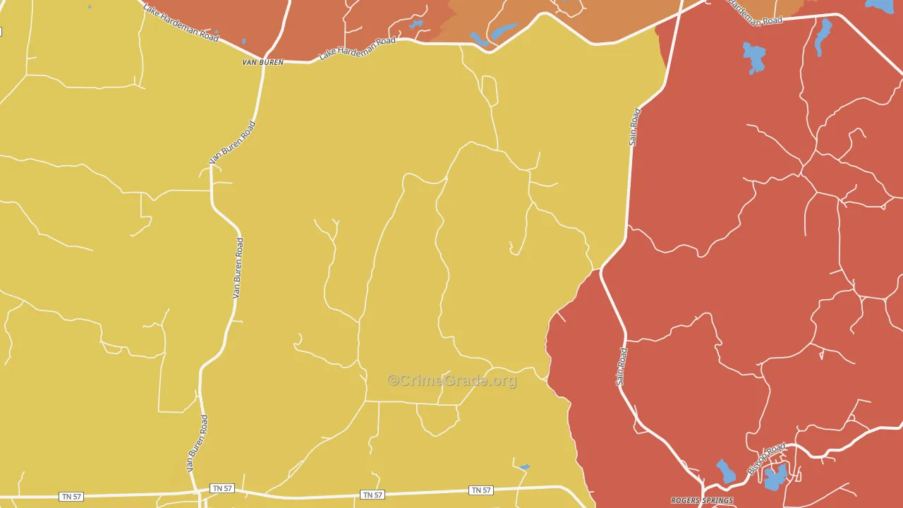 Saulsbury, TN Map of Theft Rates