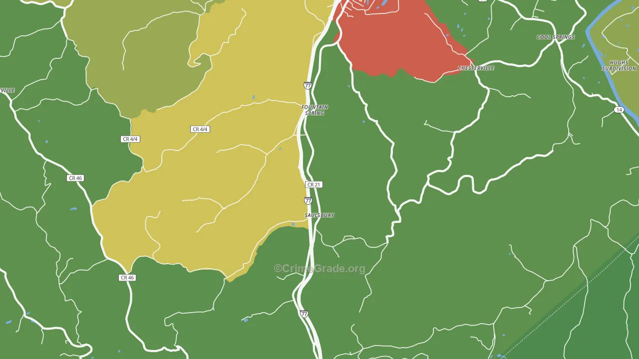 Saulsbury, WV Map of Theft Rates