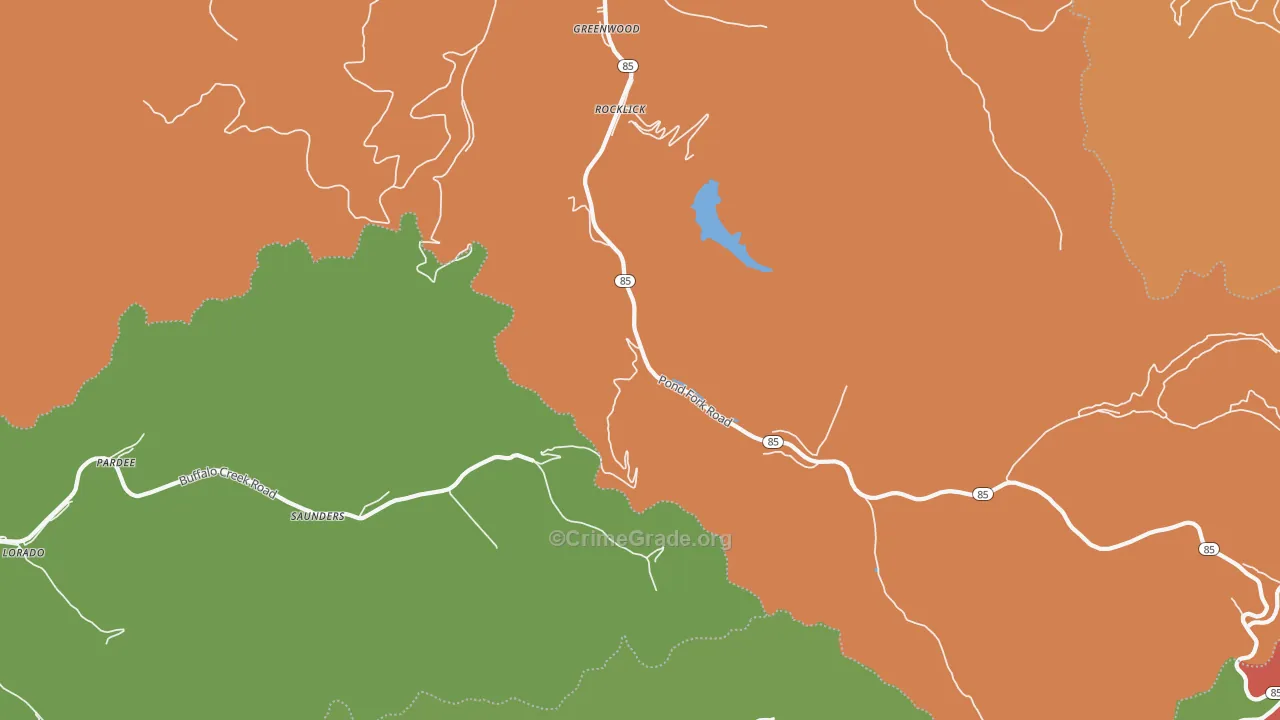 Saunders, WV Map of Theft Rates