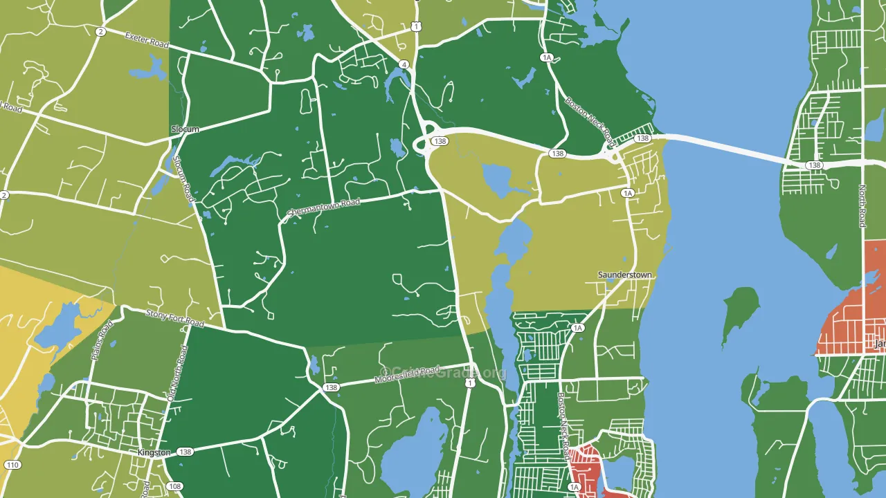 Saunderstown, RI Map of Theft Rates