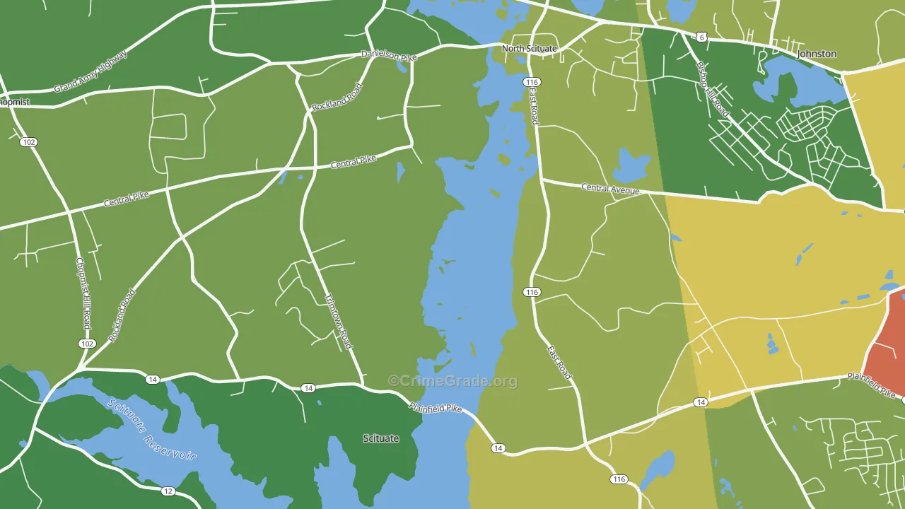 Saundersville, RI Map of Theft Rates