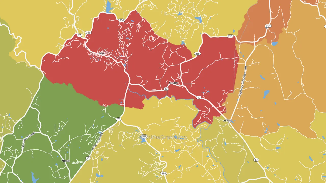 Sautee Nacoochee, GA Map of Theft Rates
