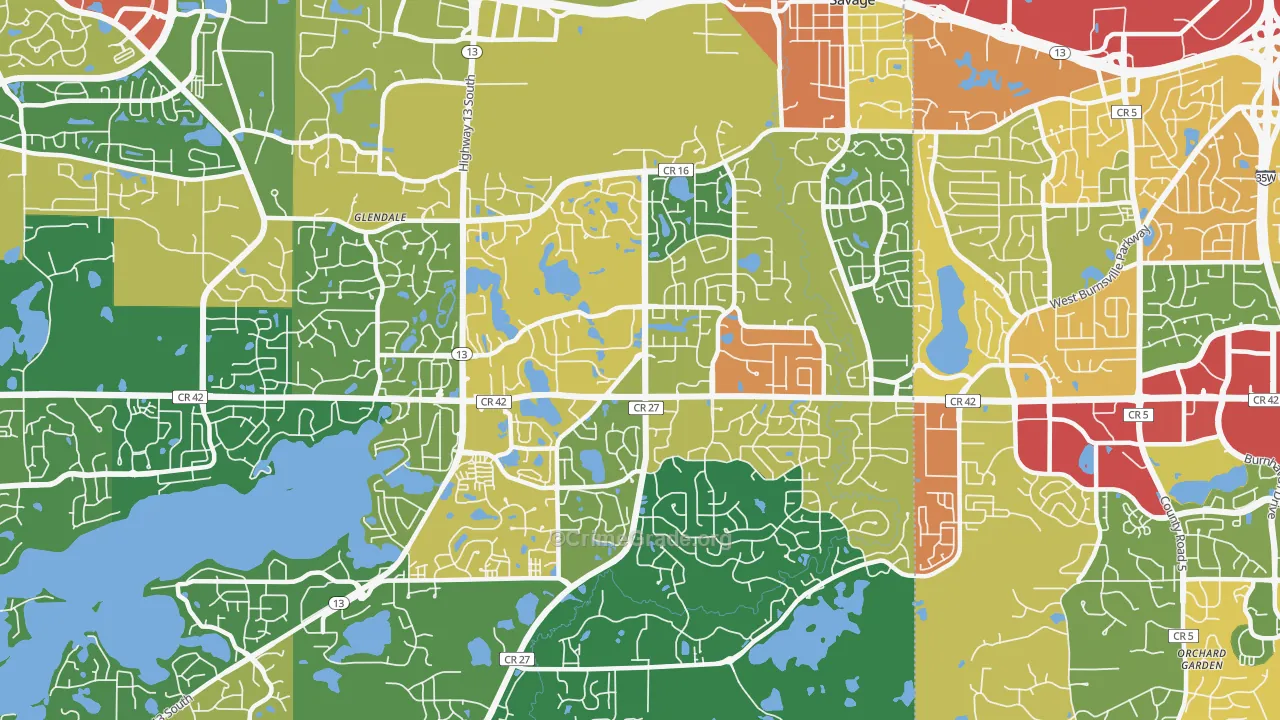Savage, MN Map of Theft Rates
