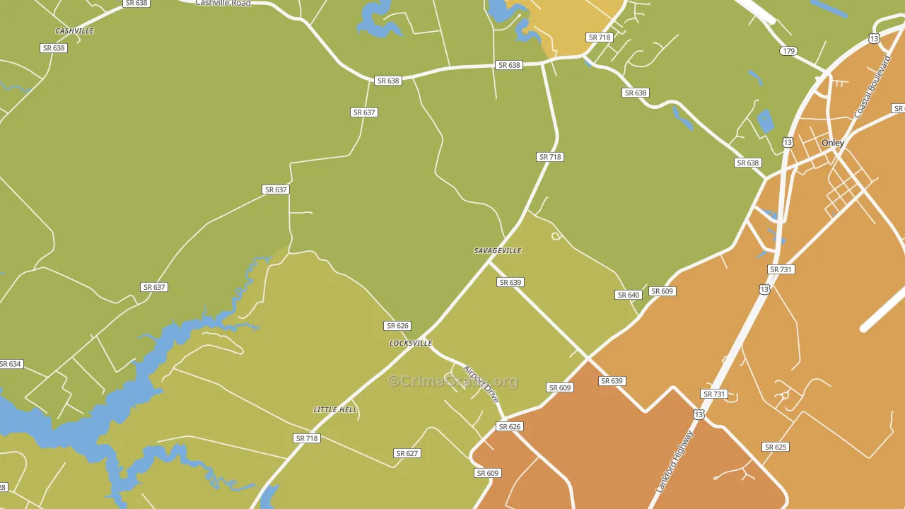Savageville, VA Map of Theft Rates