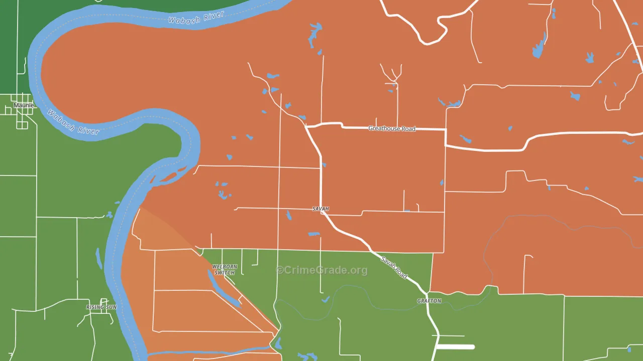 Savah, IN Map of Theft Rates