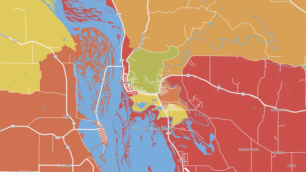 Savanna, IL Map of Theft Rates