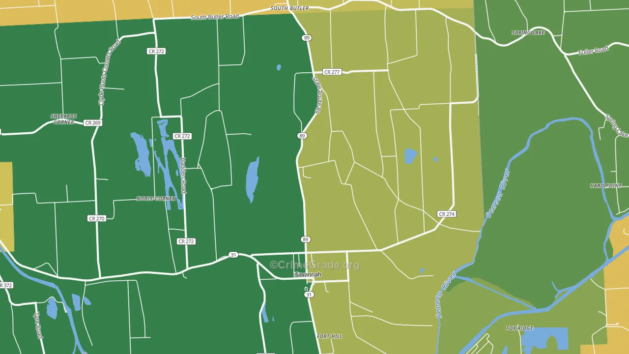 Savannah, NY Map of Theft Rates