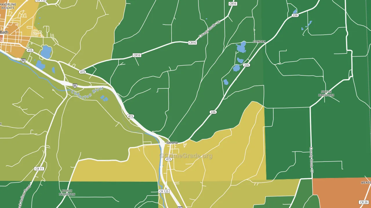 Savona, NY Map of Theft Rates