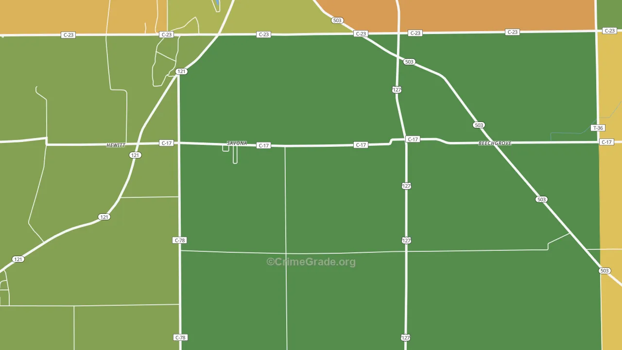 Savona, OH Map of Theft Rates
