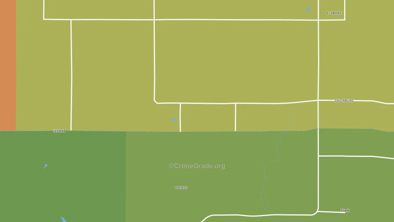 Savonburg, KS Map of Theft Rates