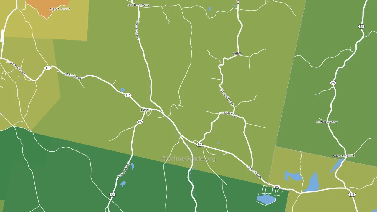 Savoy, MA Map of Theft Rates
