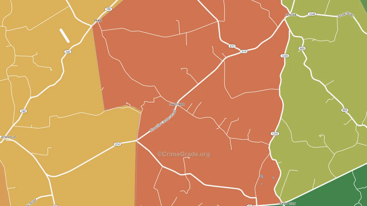 Savoyard, KY Map of Theft Rates