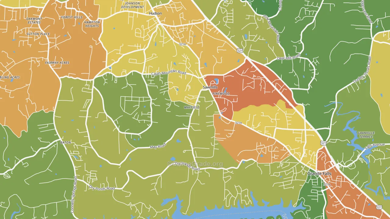 Sawmills, NC Map of Theft Rates