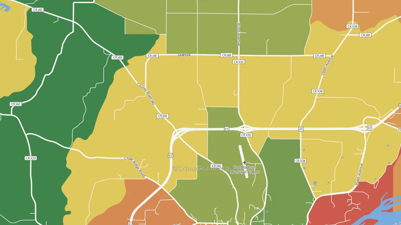 Sawyer, IA Map of Theft Rates
