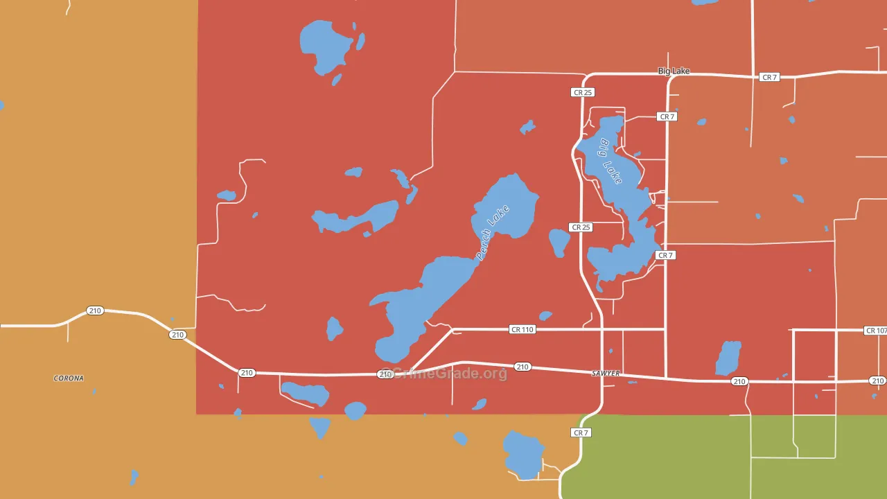 Sawyer, MN Map of Theft Rates