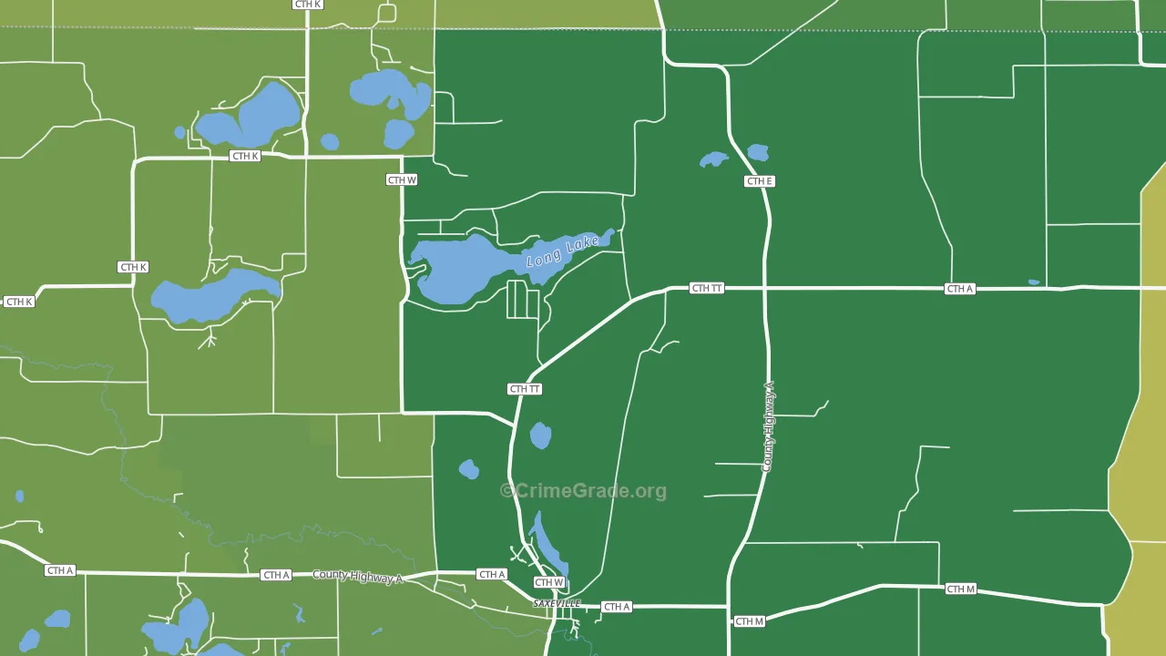 Saxeville, WI Map of Theft Rates