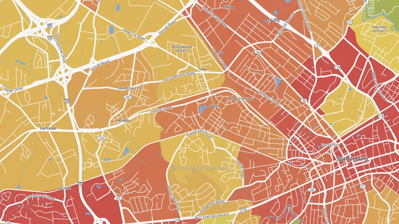 Saxon, SC Map of Theft Rates