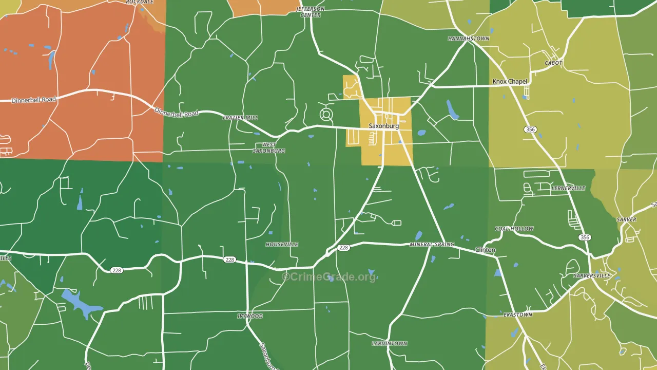 Saxonburg, PA Map of Theft Rates