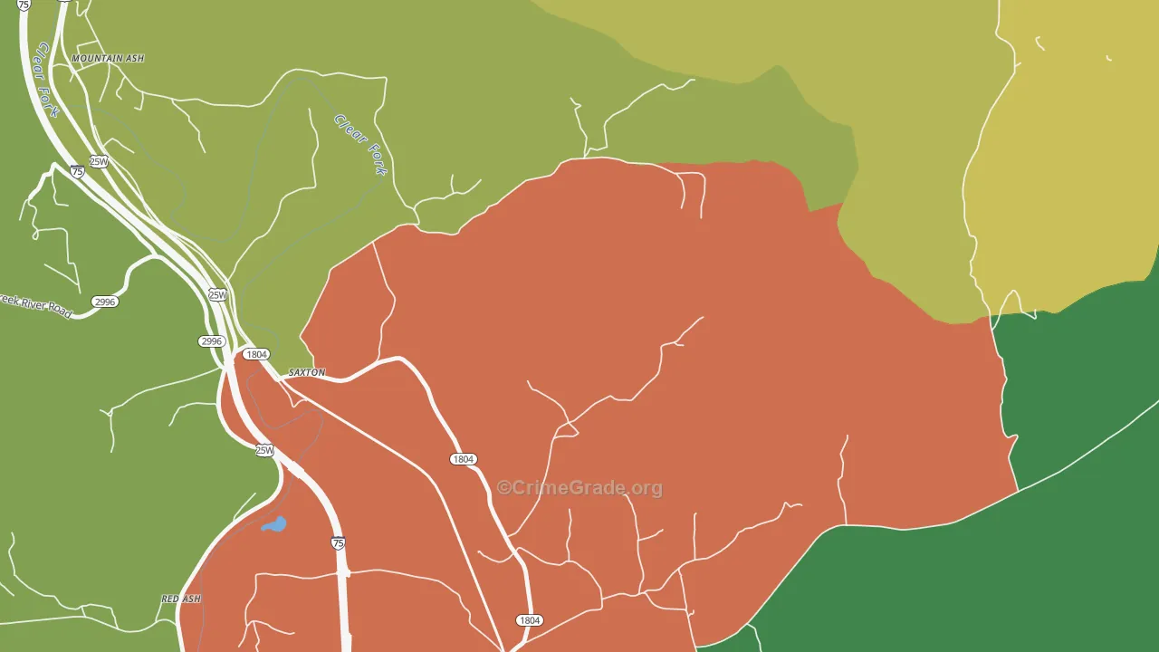Saxton, KY Map of Theft Rates